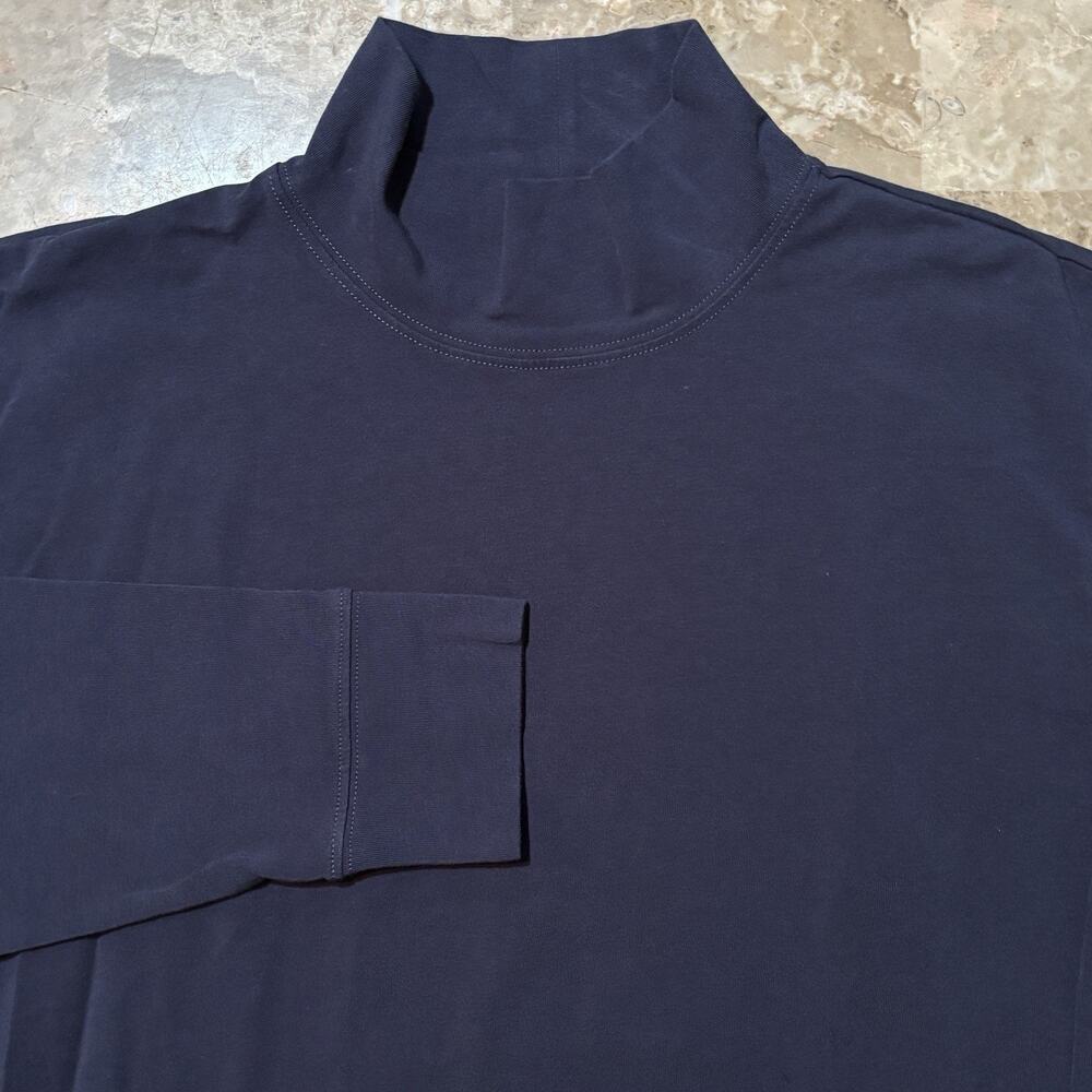 State & Liberty Mock Neck Shirt Mens Medium Blue Athletic Fit Steve Jobs Office